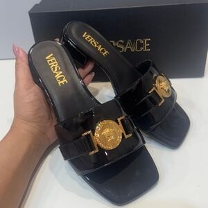 Versace Black and Gold Mules/ BNIB